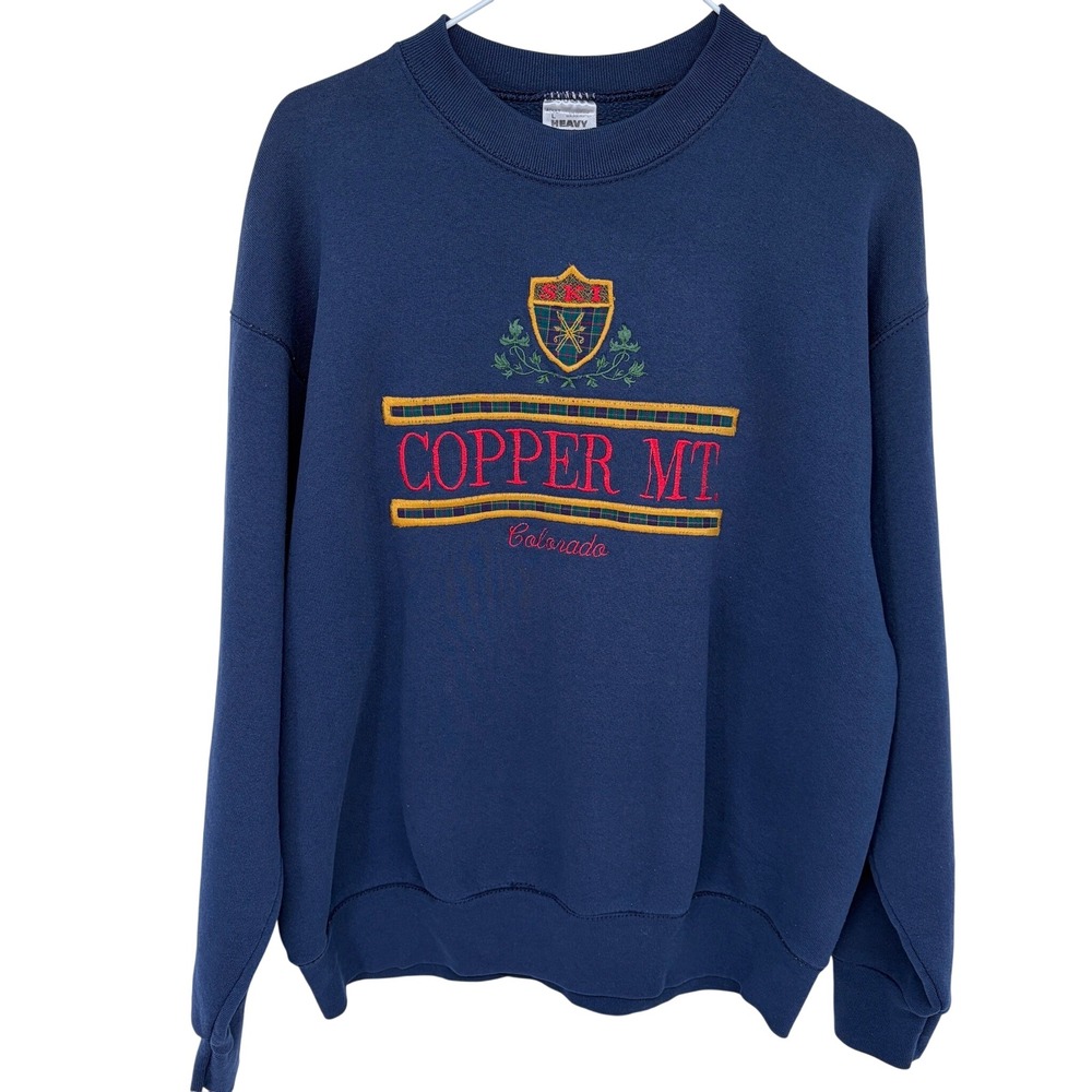 Vintage‎ Copper Mt. Colorado Sweatshirt Mens Large Navy Blue Embroidered Ski USA